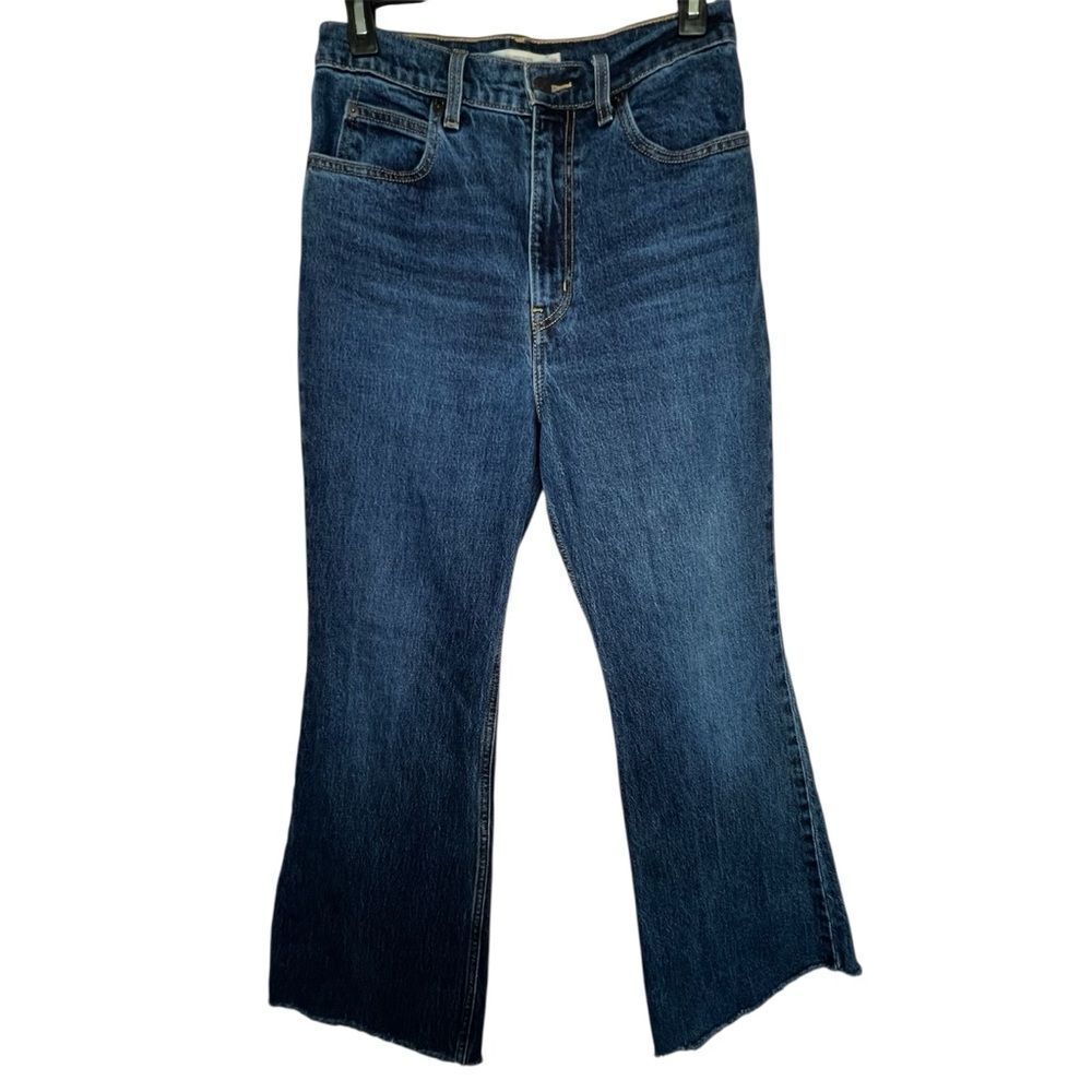 Levi’s Premium 70s High Flare Classic Blue Women's Dark Blue Denim Jeans Sz 28 - Picture 1 of 11